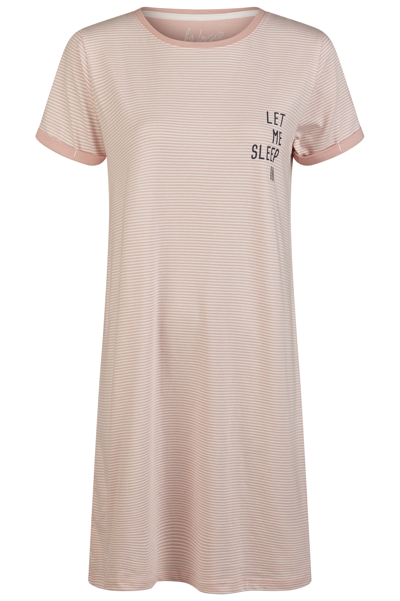 Damen Halbarm Sleepshirt rose gestreift